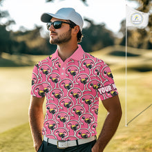 Load image into Gallery viewer, Pink Flamingo Pattern Mens Golf Polo Shirts Custom Name Funny Team Golf Tops For Men, Golf Gifts NHN0160