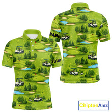 Load image into Gallery viewer, Mens Golf Polo Shirt Custom Gofl Ball Green Golf Course Pattern Team Golf Tops, Golf Gifts NHN0163