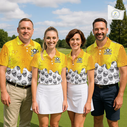 Beer Skull Womens Golf Polo Shirt Custom Name Funny Team Golf Tops For Ladies, Golfer Gifts NHN0166