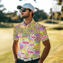 Load image into Gallery viewer, Flamingo Mens Golf Polo Shirt Colorful Rainbow Leopard Print Pattern Custom Team Golf Tops For Men NHN0181