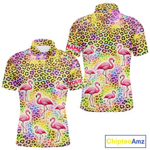Load image into Gallery viewer, Flamingo Mens Golf Polo Shirt Colorful Rainbow Leopard Print Pattern Custom Team Golf Tops For Men NHN0181