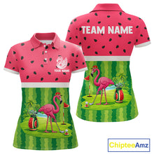 Load image into Gallery viewer, Funny Watermelon Polo Shirt, Womens Golf Polo Shirts Custom Tropical Pattern, Flamingo Golf Shirts NHN0183