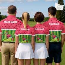 Load image into Gallery viewer, Funny Watermelon Polo Shirt, Mens Golf Polo Shirts Custom Tropical Pattern, Flamingo Golf Shirts NHN0183