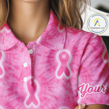 Load image into Gallery viewer, Pink Breast Cancer Golf Shirt Custom Name Tie Dye Women Golf Polo Shirt Personalized Golf Gifts NHN0188