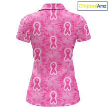 Load image into Gallery viewer, Pink Breast Cancer Golf Shirt Custom Name Tie Dye Women Golf Polo Shirt Personalized Golf Gifts NHN0188