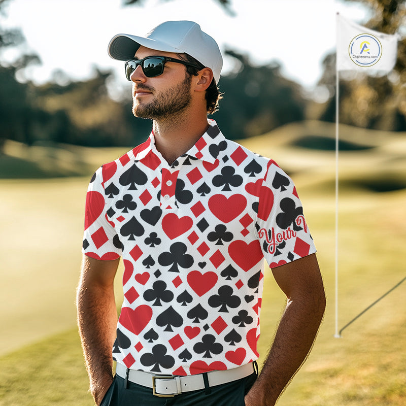 Poker Mens Golf Polo Shirt Custom Name Funny Golf Top For Team, Golfer Gift For Men NHN0189