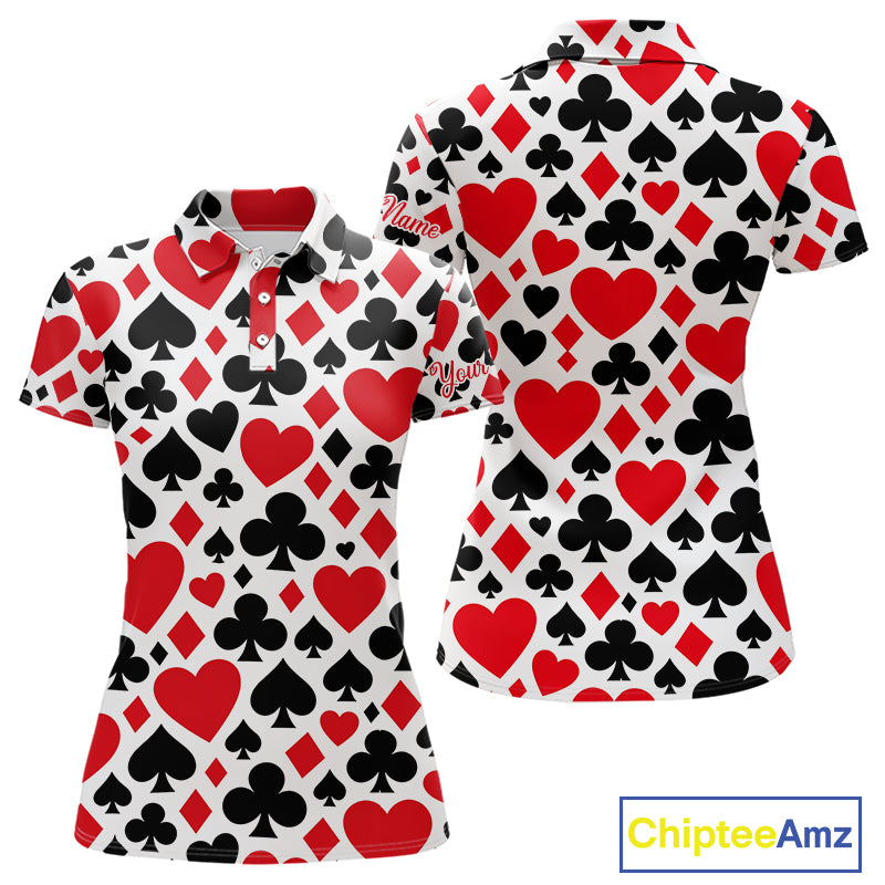 Poker Womens Golf Polo Shirt Custom Name Funny Golf Top For Team, Golfer Gift For Ladies NHN0189