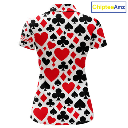 Poker Womens Golf Polo Shirt Custom Name Funny Golf Top For Team, Golfer Gift For Ladies NHN0189