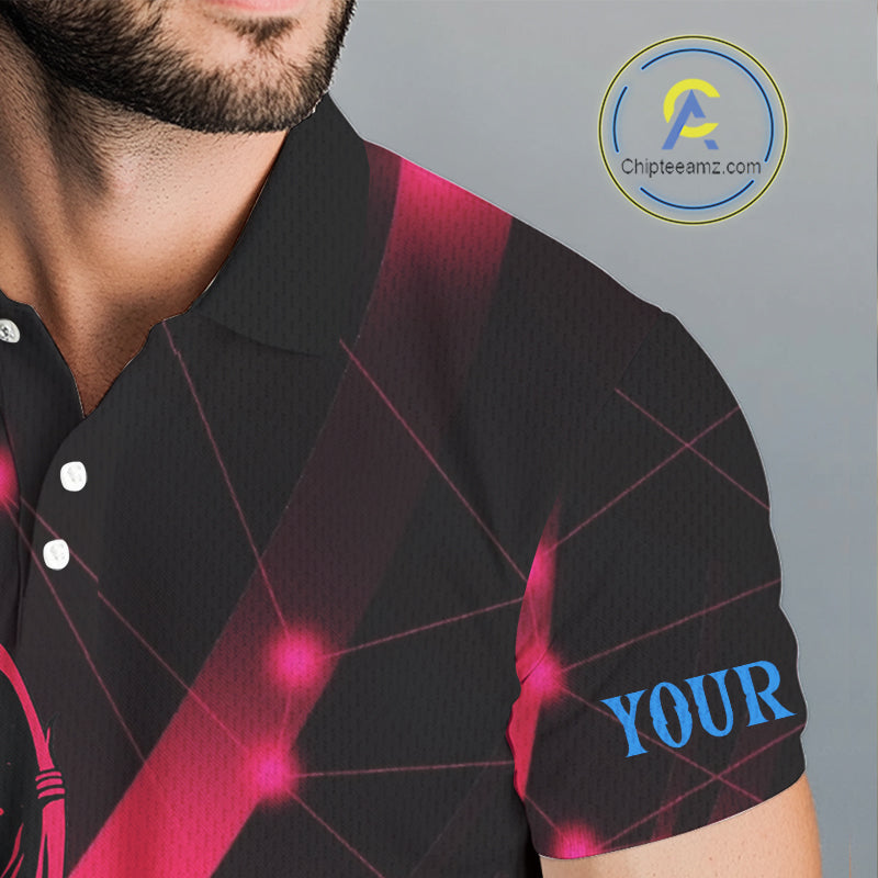 Funny Pink Wolf Golf Polo Shirt For Men Custom Golf Ball Team Jersey Mens Golf League Shirt Golf Gifts NHN0056