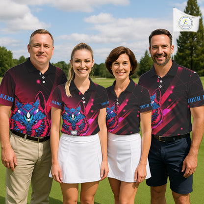 Funny Pink Wolf Golf Polo Shirt For Men Custom Golf Ball Team Jersey Mens Golf League Shirt Golf Gifts NHN0056