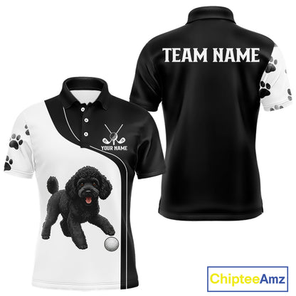 Funny Mens Golf Polo Shirt Black & White Pattern Golf Team Shirt Custom Golf Clubs, Dog Lover Gift NHN0066