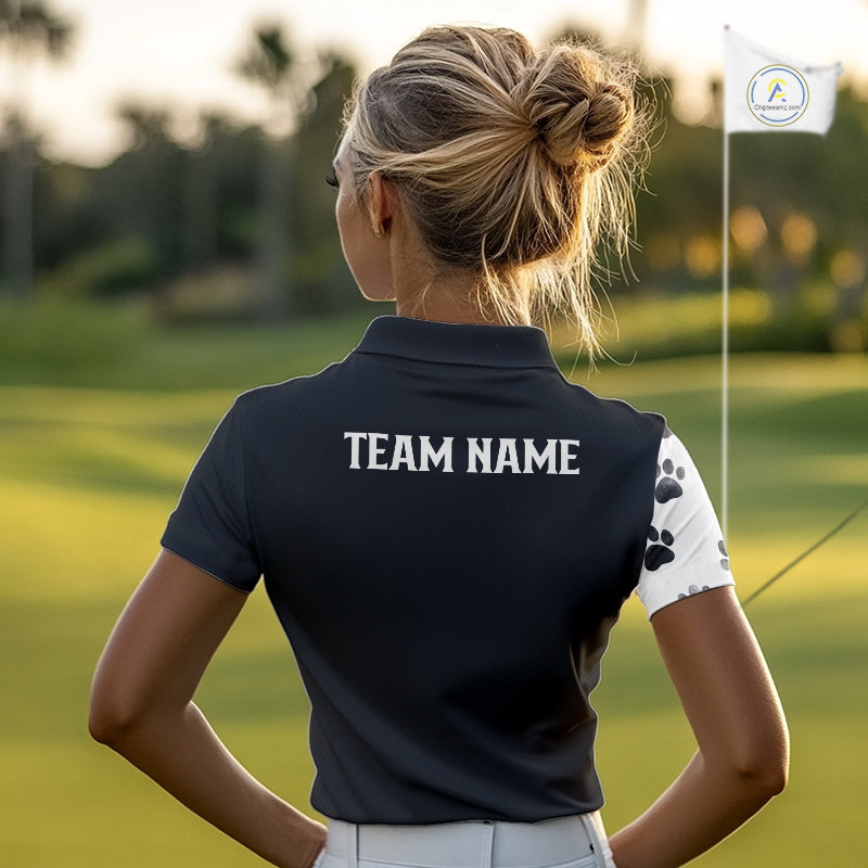 Funny Husky Black And White Pattern Custom White Golf Ball Womens Golf Polo Shirts, Dog Lover Gift NHN0066