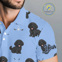 Load image into Gallery viewer, Mens Golf Polo Shirt Custom Funny Black Poodle Blue Pattern Team Mens Golf Tops, Dog Lover Gift NHN0208