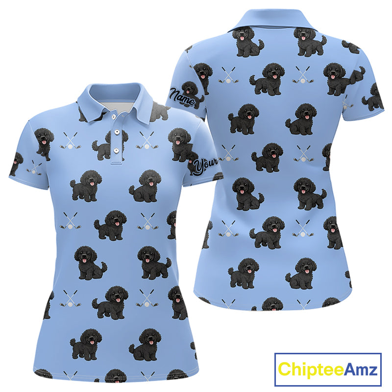 Womens Golf Polo Shirt Custom Funny Poodle Pattern Team Ladies Golf Tops, Dog Lover Gift NHN0208