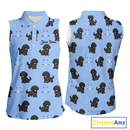 Womens Sleeveless Golf Polo Shirt Custom Funny Poodle Pattern Team Ladies Golf Tops, Dog Lover Gift NHN0208