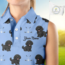 Load image into Gallery viewer, Womens Sleeveless Golf Polo Shirt Custom Funny Poodle Pattern Team Ladies Golf Tops, Dog Lover Gift NHN0208