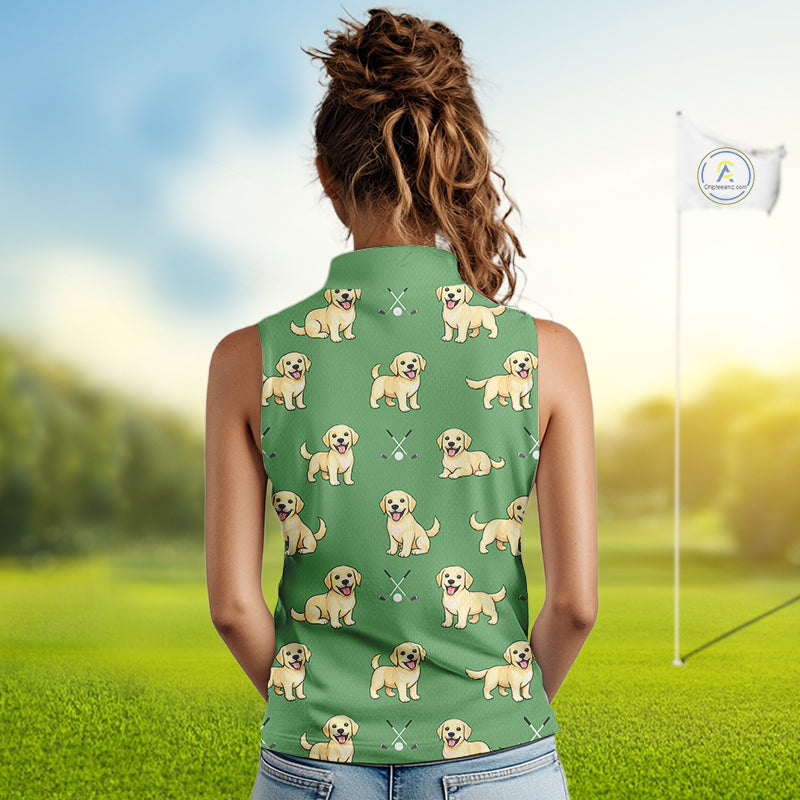Womens Sleeveless Golf Polo Shirt Custom Funny Labrador Retriever Team Ladies Golf Top, Dog Lover Gift NHN0215