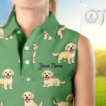 Womens Sleeveless Golf Polo Shirt Custom Funny Labrador Retriever Team Ladies Golf Top, Dog Lover Gift NHN0215