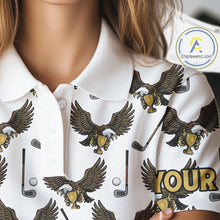 Load image into Gallery viewer, Golf Polo Shirts, Eagle Womens Golf Polo Shirts Custom Name White Golf Shirts For Ladies, Golf Gifts NHN0090