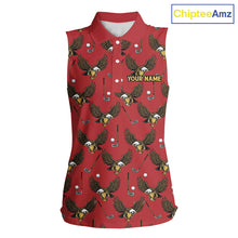 Load image into Gallery viewer, Golf Polo Shirts, Eagle Womens Sleeveless Golf Polo Shirt Custom Red Golf Shirts For Ladies, Golf Gifts NHN0091