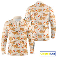 Load image into Gallery viewer, Golden Retriever Long Sleeve Golf Polo Shirt Custom Autumn Leaves Funny Golf Tops, Dog Lover Gift NHN0224