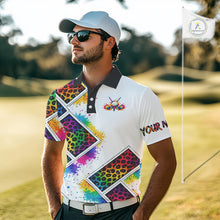 Load image into Gallery viewer, Mens Golf Polo Shirt Colorful Rainbow Leopard Print Pattern Custom Golf Ball Team Golf Tops, Golf Gift NHN0227