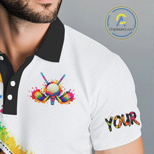 Load image into Gallery viewer, Mens Golf Polo Shirt Colorful Rainbow Leopard Print Pattern Custom Golf Ball Team Golf Tops, Golf Gift NHN0227