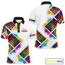 Load image into Gallery viewer, Mens Golf Polo Shirt Colorful Rainbow Leopard Print Pattern Custom Golf Ball Team Golf Tops, Golf Gift NHN0227