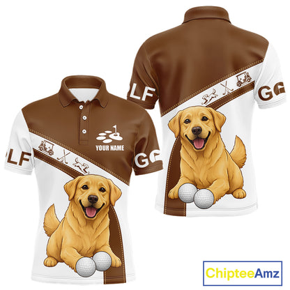 Golden Retriever Mens Golf Polo Shirt Custom Funny Dog Lover Pattern Golf Tops For Men, Dog Dad Gift NHN0229