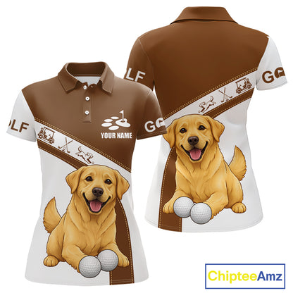 Golden Retriever Womens Golf Polo Shirt Custom Funny Dog Lover Pattern Ladies Golf Tops, Golf Gift NHN0229