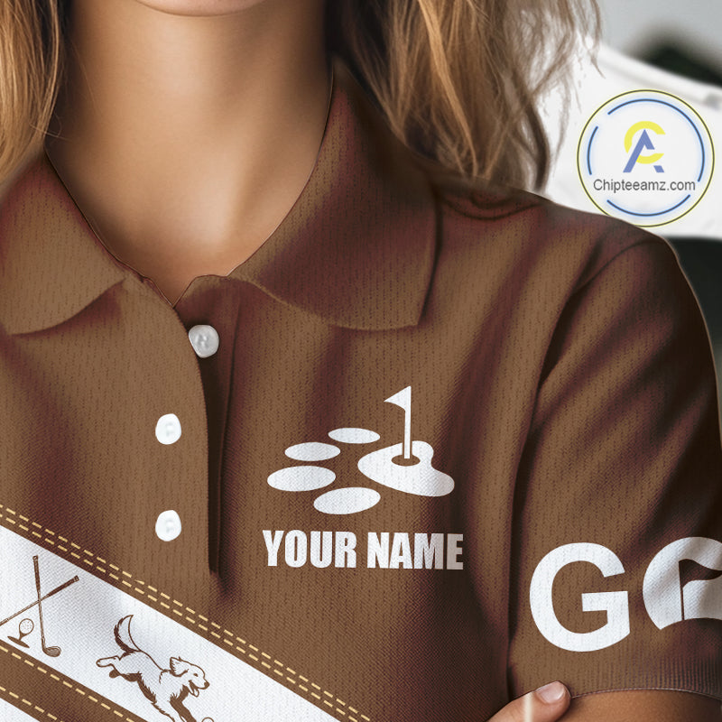 Golden Retriever Womens Golf Polo Shirt Custom Funny Dog Lover Pattern Ladies Golf Tops, Golf Gift NHN0229
