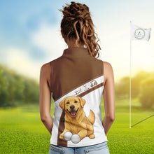Load image into Gallery viewer, Golden Retriever Womens Sleeveless Golf Polo Shirt Custom Funny Dog Lover Ladies Golf Tops, Golf Gift NHN0229