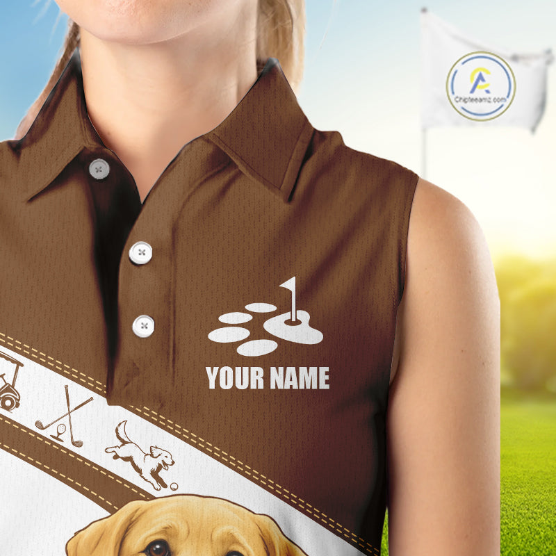 Golden Retriever Womens Sleeveless Golf Polo Shirt Custom Funny Dog Lover Ladies Golf Tops, Golf Gift NHN0229