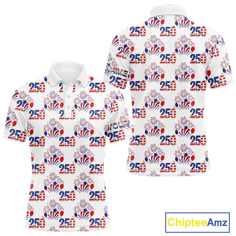 USA 250th Anniversary Mens Golf Polo Shirt Custom Golf Pattern Team Patriotic American Golf Tops NHN0231