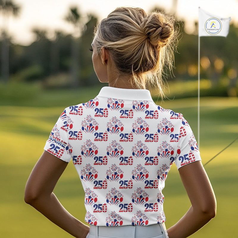 USA 250th Anniversary Womens Golf Polo Shirt Custom Golf Pattern Team Patriotic American Golf Tops NHN0231