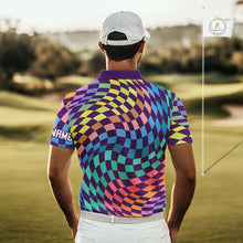 Load image into Gallery viewer, Mens Golf Polo Shirt Custom Checkerboard Argyle Pattern Golf Shirts For Men, Golf Gifts NHN0123