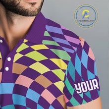 Load image into Gallery viewer, Mens Golf Polo Shirt Custom Checkerboard Argyle Pattern Golf Shirts For Men, Golf Gifts NHN0123