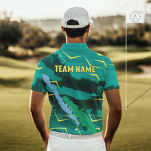 Load image into Gallery viewer, Mens Golf Polo Shirts Green Golf Clubs Custom Name Personalized Team Green Camo Golf Tops NHN0016