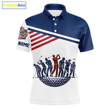 Load image into Gallery viewer, Mens Golf Polo Shirt Custom 250th Anniversary American Flag Skull Golf Shirt, Group Golf Gift NHN0143