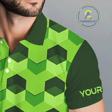 Load image into Gallery viewer, Plaid Mens Golf Polo Shirt Custom Abstract Green Hexagon Pattern Golf Shirts For Men NHN0156