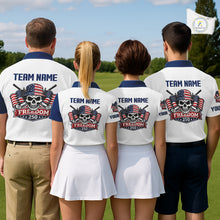 Load image into Gallery viewer, Mens Golf Polo Shirt Custom 250th Anniversary American Flag Skull Golf Shirt, Group Golf Gift NHN0143