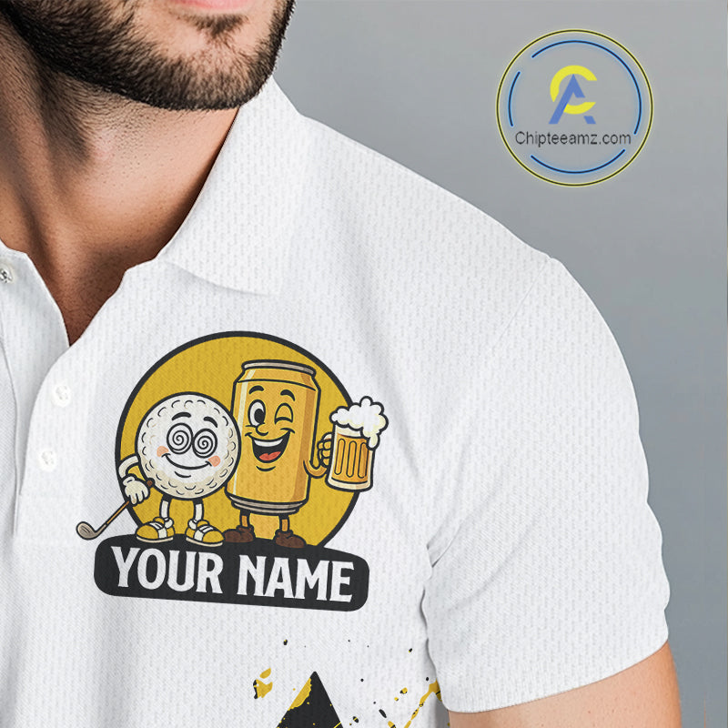 Argyle Pattern Mens Golf Polo Shirt – Custom Funny Beer Golf Shirt, Golfer Gift NHN0046