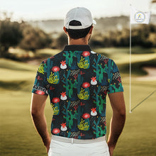 Load image into Gallery viewer, Funny Desert Cactus Pattern Mens Golf Polo Shirts Custom Cactus Golf Shirt For Men, Golfer Gift NHN0186