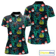Load image into Gallery viewer, Funny Desert Cactus Pattern Womens Golf Polo Shirts Custom Cactus Golf Shirt For Ladies, Golfer Gift NHN0186