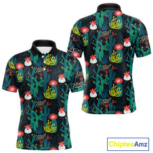 Load image into Gallery viewer, Funny Desert Cactus Pattern Mens Golf Polo Shirts Custom Cactus Golf Shirt For Men, Golfer Gift NHN0186