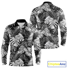 Load image into Gallery viewer, Long Sleeve Golf Polo Shirt Retro Floral Pattern Tropical Leaves Custom Team Golf Shirt NHN0190