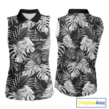 Load image into Gallery viewer, Womens Sleeveless Golf Polo Shirt Retro Floral Pattern Tropical Leaves Custom Team Golf Shirt NHN0190