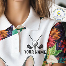 Load image into Gallery viewer, Funny Womens Golf Polo Shirt Custom Tropical Leaf Pattern Personalized Bulldog Golf Shirts For Women NHN0067