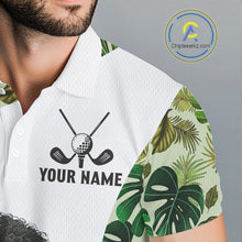 Load image into Gallery viewer, Funny Mens Golf Polo Shirt Custom Tropical Leaf Pattern Personalized Poodle Dog Golf Shirts For Men NHN0067
