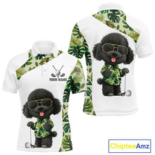 Load image into Gallery viewer, Funny Mens Golf Polo Shirt Custom Tropical Leaf Pattern Personalized Poodle Dog Golf Shirts For Men NHN0067